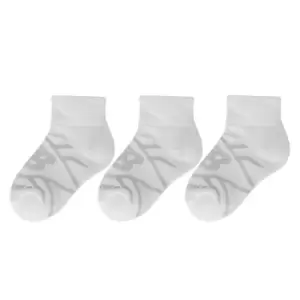 New Balance 3 Pack Patterned Ankle Socks Juniors - White