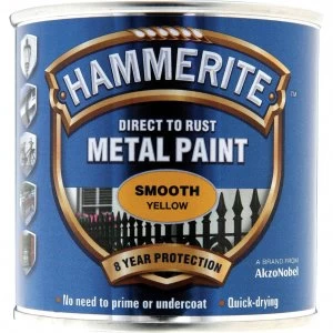 Hammerite Smooth Finish Metal Paint Yellow 250ml