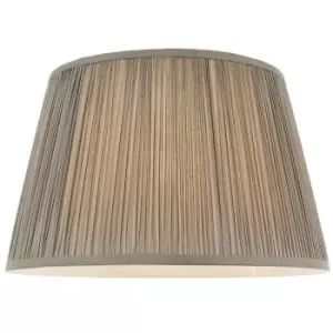 14" Elegant Round Tapered Drum Lamp Shade Charcoal Gathered Pleated Silk Cover