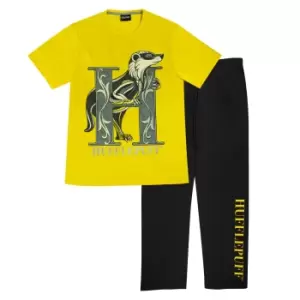 Harry Potter Mens Hufflepuff Pyjama Set (L) (Black/Yellow)