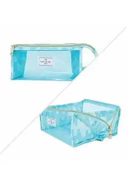 The Flat Lay Co. Open Flat Makeup Jelly Box Bag Blue Drips, Blue, Women