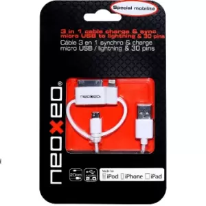 NeoXeo 3-in-1 Lightning/Micro USB Cable - White