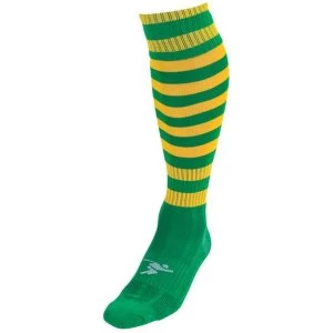 Precision Hooped Pro Football Socks Green/Gold UK Size 7-11