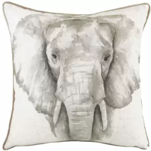 Evans Lichfield Safari Elephant Cushion Cover (One Size) (White/Grey)