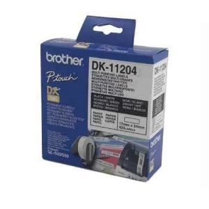 Brother DK-11204 Label Tape 17mm x 54mm Black on White x 400
