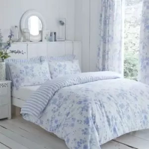 Amelie Blue Floral Duvet Cover Kind Sized Bedding Set - Blue - Charlotte Thomas