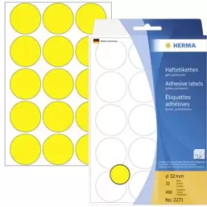 Herma 2271 Labels Ø 32mm Paper Yellow 480 pc(s) Permanent Sticky dots