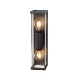 Claire Modern 36cm Twin Wall Lantern Light Outdoor - 2xE27 - IP54 - Anthracite