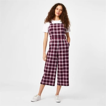 Jack Wills Audrey Cropped Check Jumpsuit - Navy
