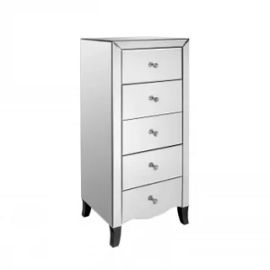 LPD Limited Valentina 5 Drawer Mirrored Tall Chest of Drawers Wood