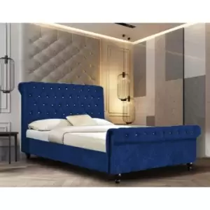 Arisa Upholstered Beds - Crush Velvet, Small Double Size Frame, Blue - Blue