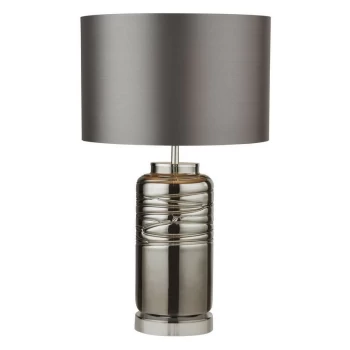Searchlight - Table Lamp Smoked Column Ridged Glass with Grey Shade