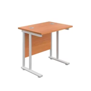 800 X 600 Twin Upright Rectangular Desk Beech-White