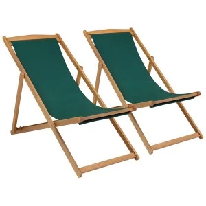 Charles Bentley Foldable Deck Chairs Pair - Green