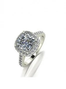 Moissanite 9Ct White Gold Lady Lynsey 3.5Ct Eq Cushion Centre Halo Ring