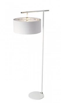 1 Light Floor Lamp White, Polished Nickel, E27