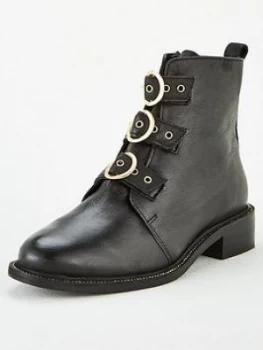 Carvela Thought Ball Rand Three Middle Buckle Straps Boot - Black, Size 6, Women
