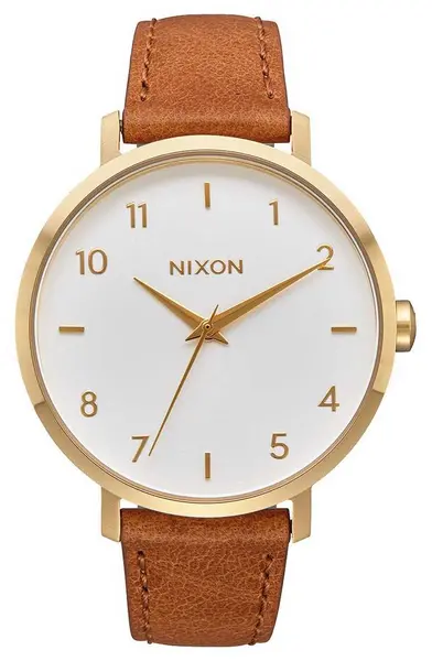 Nixon A1091-2621-00 Arrow Leather Gold / White / Saddle Watch