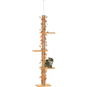 242cm Adjustable Floor-To-Ceiling Cat Tower w/ Anti Slip Kit - Orange - Orange - Pawhut