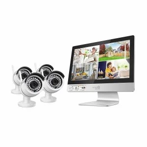 HomeGuard CCTV System - 4 Channel Wireless Security System with 12 HD Monitor & 4 x 960p HD Day/Night Cameras & 1TB HDD