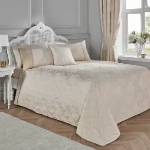 Imelda Floral Woven Jacquard Quilted Bedspread, Ivory, 220 x 240 Cm - Dreams&drapes