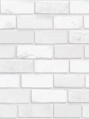 Arthouse Diamond Brick White Wallpaper