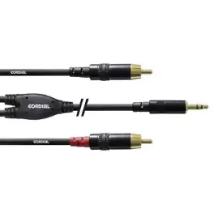 Cordial CFY3WCC Audio/phono Adapter cable [1x Jack plug 3.5mm - 2x RCA plug (phono)] 3m Black