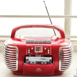 GPO 3-in-1 Portable CD and Cassette Player Radio - Red
