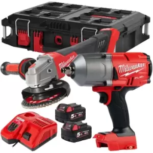 M18FPP2BD-502P 18V Fuel Impact Wrench & Angle Grinder with 2 x 5.0Ah Battery 4933492426 - Milwaukee