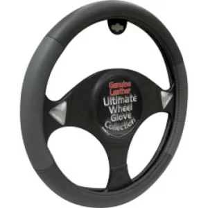 Streetwize Steering Wheel Glove Black/Grey Genuine Leather