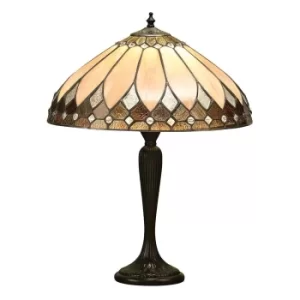 Brooklyn 1 Light Medium Table Lamp Dark Bronze, Tiffany Glass, E27