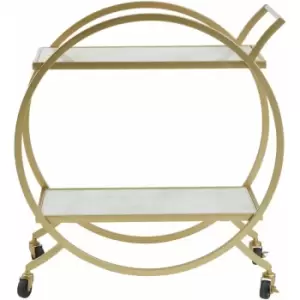 Avantis White Marble and Gold 2 Tier Trolley - Premier Housewares