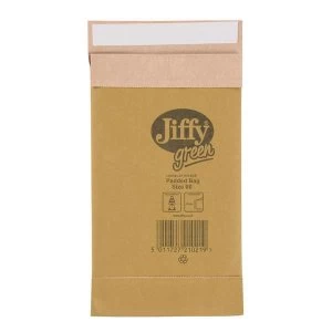 Jiffy Green Size 00 Padded Bag Envelopes 105 x 229mm Peel and Seal Brown 1 x Pack of 200 Envelopes
