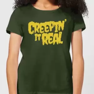 Creepin it Real Womens T-Shirt - Forest Green - M