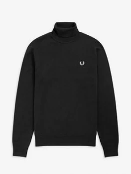 Fred Perry Roll Neck Jumper, Black, Size XL, Men