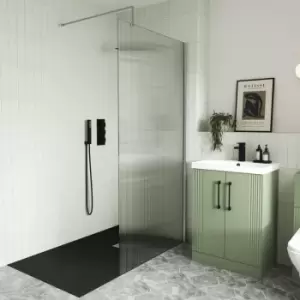 Diamond - Modern 1000mm Fluted Walk In Wet Room Shower Screen Easy Clean 8mm Glass Chrome - Clear