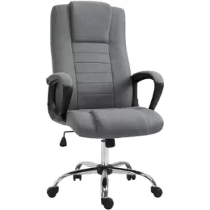Linen Office Chair 360° Swivel High Back Wide Adjustable Seat Grey - Vinsetto