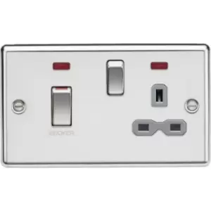 Knightsbridge - 45A dp switch and 13A switched socket with neons - polished chrome with grey insert - CL83MNPCG