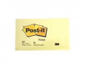 3M Post It Notes Self Adhesive 127x76mm 100 Sheets Pack of 6 Canary Yellow