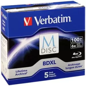 Verbatim 98913 Blank M-Disc Bluray XL DVD 100 GB 5 pc(s) Jewel case
