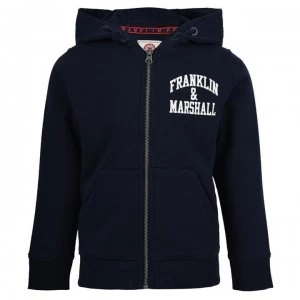 Franklin and Marshall Badge Zip Hoodie - Navy
