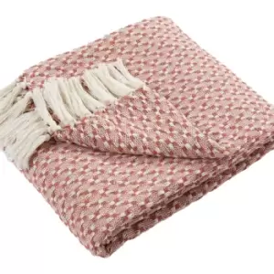 Bexley Woven 100% Recycled Cotton Rich Fringed Throw, Paprika, 130 x 180 Cm - Appletree Loft