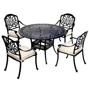 Charles Bentley Ornate Metal 5 Piece Dining Set with Cushions