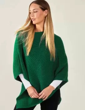 Accessorize Womens Ribbed Poncho Green, Size: 1x1cm