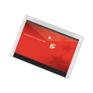 5 Star A3 Envelope Wallet Polypropylene Transparent Pack of 5