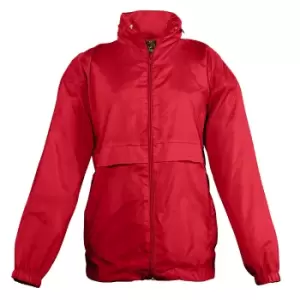 SOLS Kids Unisex Surf Windbreaker Jacket (Water Resistant And Windproof) (9-11) (Red)