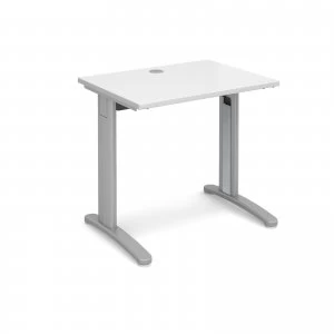 TR10 Straight Desk 800mm x 600mm - Silver Frame White Top
