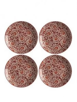 Maxwell & Williams Boho Damask Red Dinner Plates ; Set Of 4