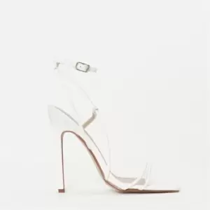 Missguided Asymmetric Strap Heeled Sandals - White