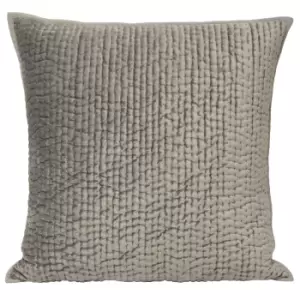 Brooklands Quilted Velvet Cushion Silver / 55 x 55cm / Polyester Filled